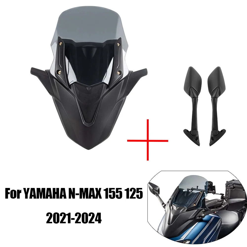 

For YAMAHA NMAX125 NMAX155 Windscreen Windshield Front Mask Panel Set Motorcycle Side View Mirror N-MAX Motorcycle Accessories