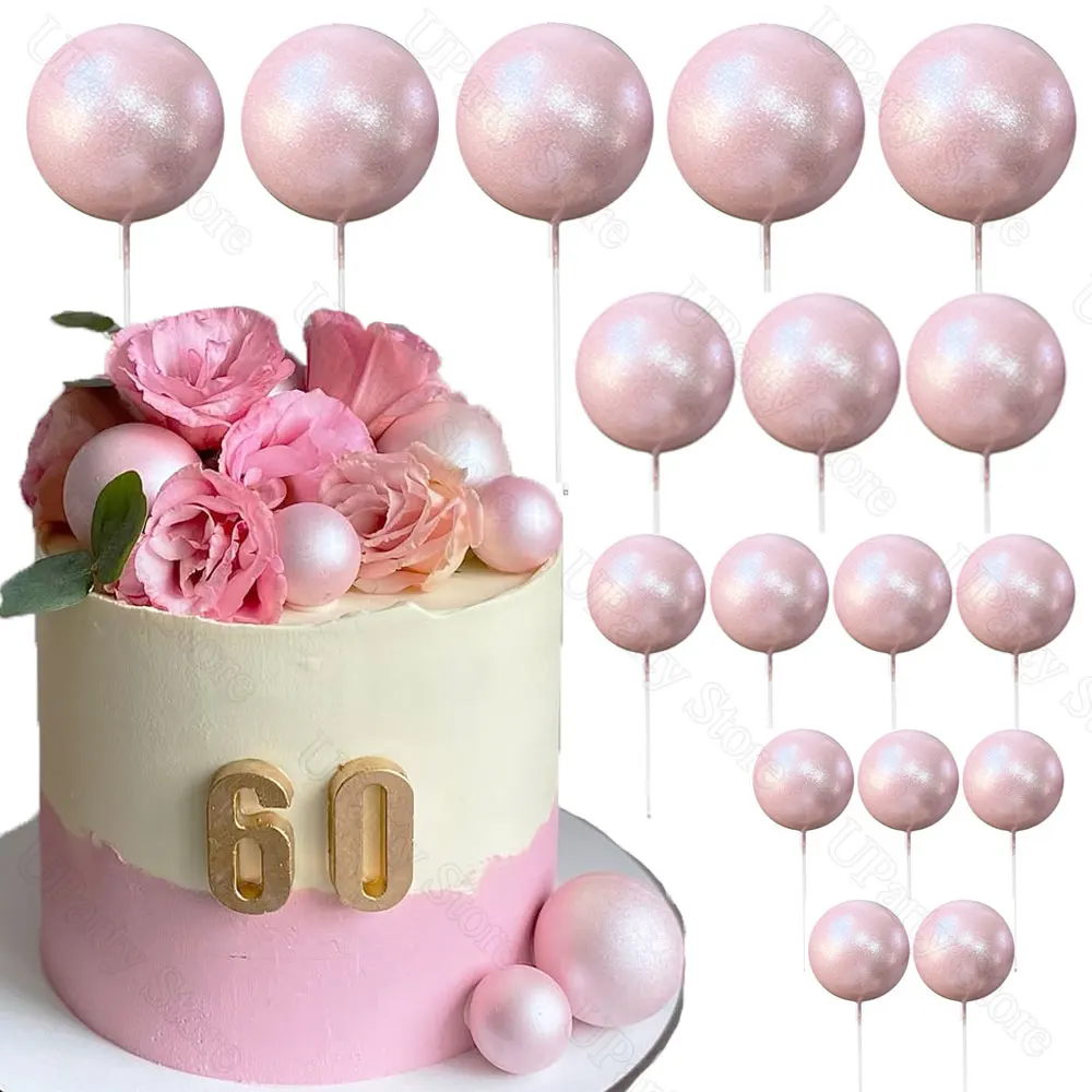 20 قطعة كرات لامعة كعكة القبعات العالية 4 حجم كرات اللؤلؤ الملونة كب كيك القبعات العالية إدراج لعيد ميلاد سعيد كعكة الزينة صالح