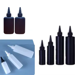 black HDPE cylinder round 1/2/4/8oz 30/100/200/250ml/500ml plastic soft flat bottle with Twist pointed mouth top cap for Uv Glue