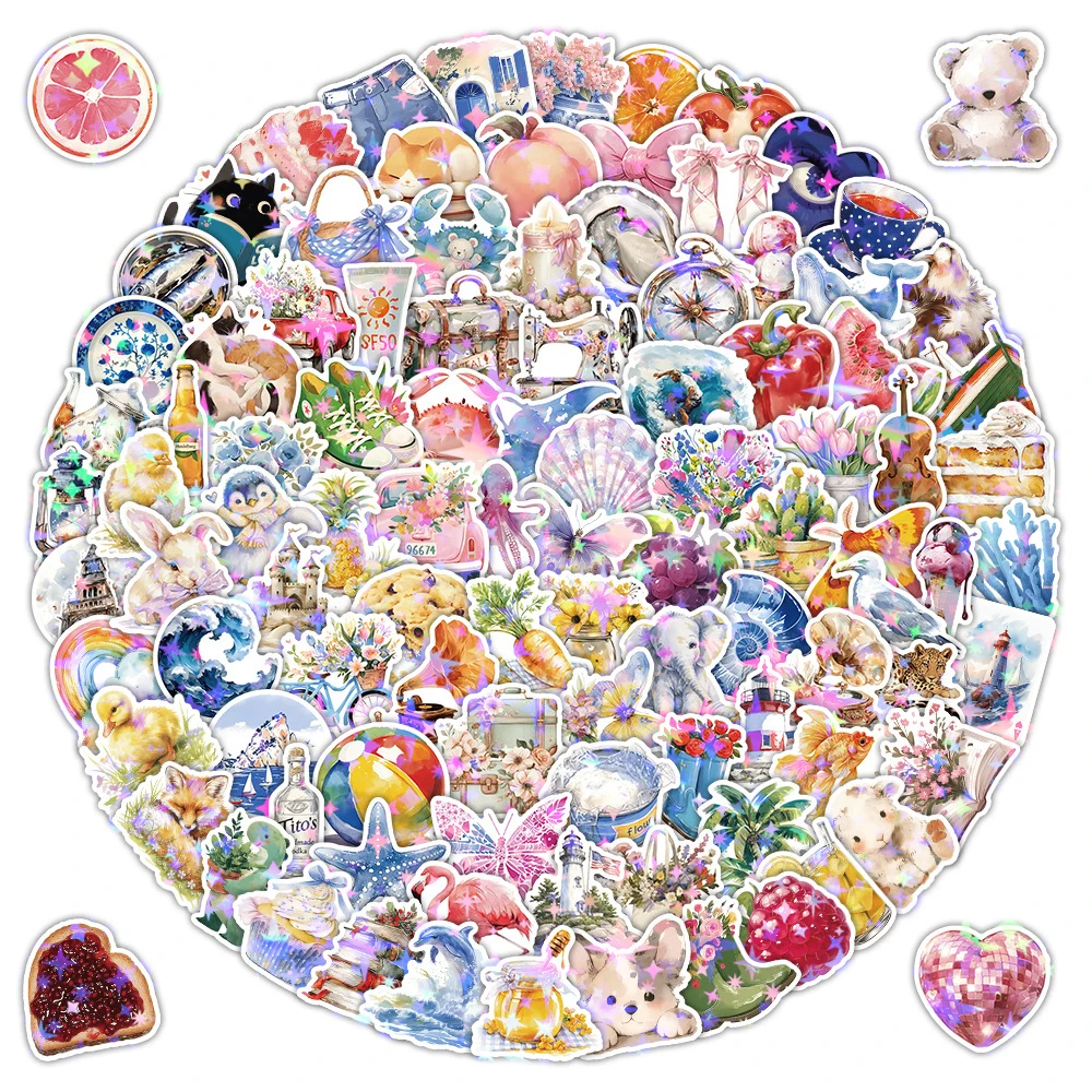

10/50/100/200pcs INS Style Watercolor Aesthetic Cartoon Stickers Cute Graffiti Decal DIY Stationery Phone Waterproof Sticker Toy