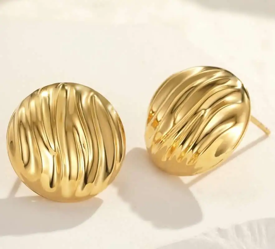 New Arrival 18K Yellow Gold Earrings Women Wave Stud Earrings