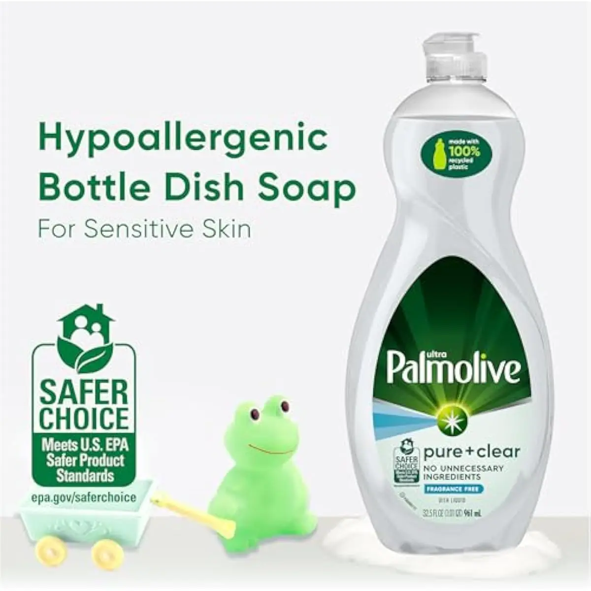 Ultra Dishwashing Liquid Dish Soap, Pure + Clear Fragrance Free - 32.5 Fluid Ounce (Packaging may vary)