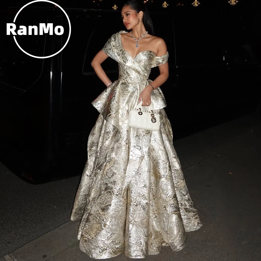 

Ranmo 2026 Luxury Jacquard Evening Dress Off Shoulder Satin Speical Occasion Prom Gown A-Line Wedding Party Dresses Customized