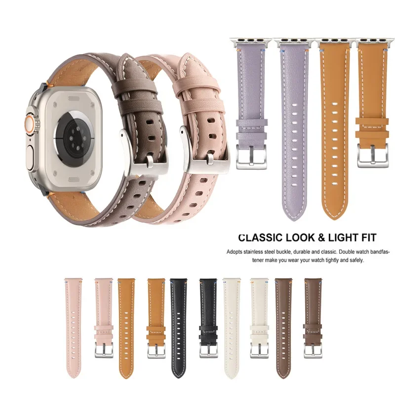 For Apple Watch Strap Fashion Leathe Band For iWatch Ultra 2 49mm 45mm 41mm SE 42mm 44mm 38mm 40mm series