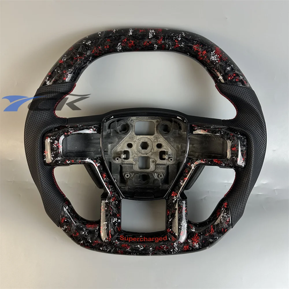 

Auto Parts Custom Forged Carbon Fiber Black Leather For 2010-2015 Ford F-150 Steering Wheel Car accessory