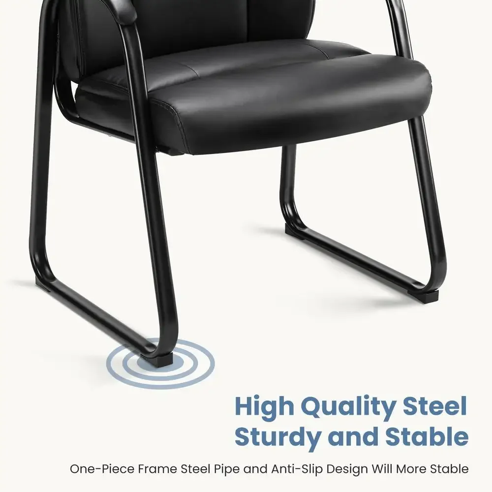 Conjunto de cadeiras ergonômicas de couro para convidados com 4 braços acolchoados, sala de espera, lobby de escritório