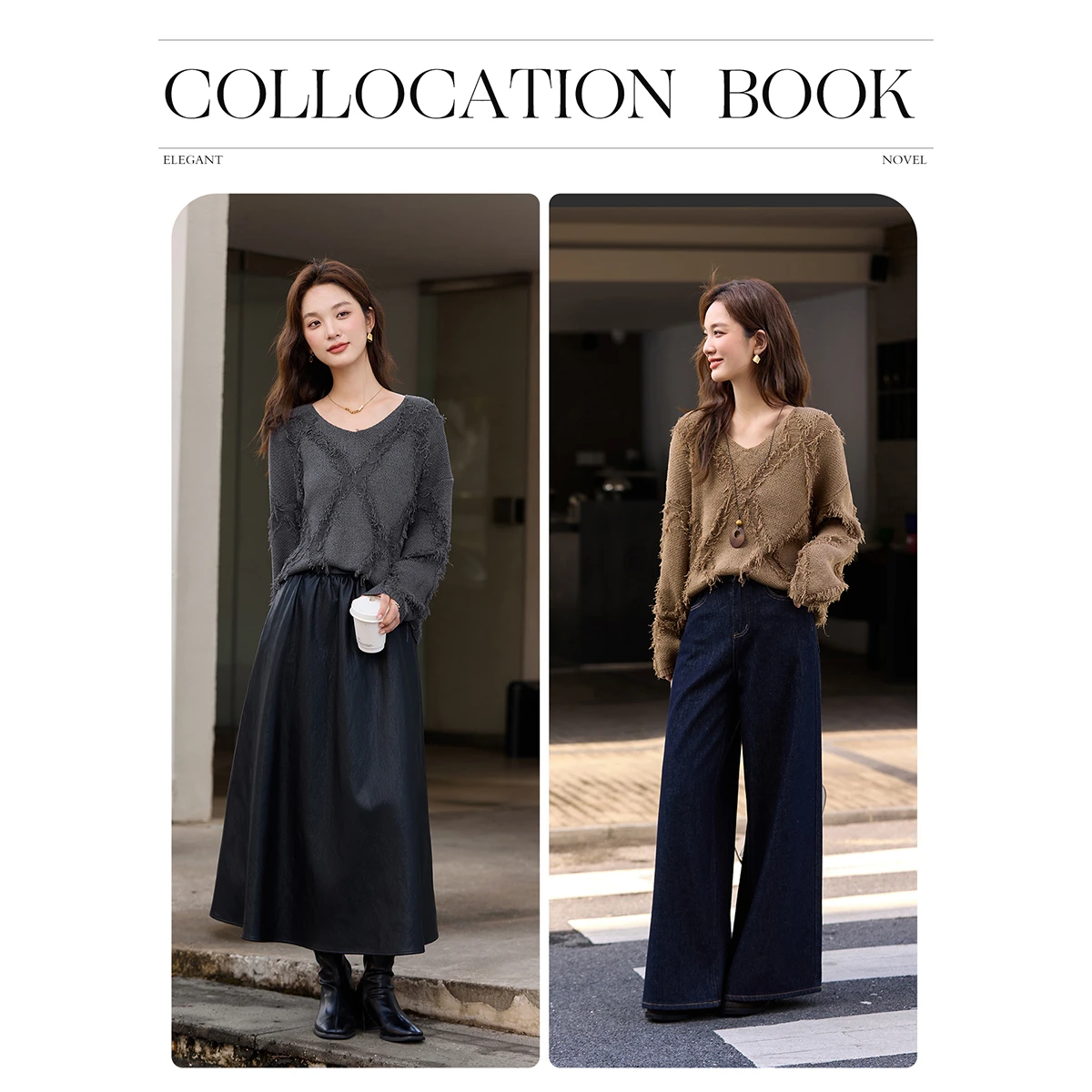 VIMLY-suéter de ambiente Retro para mujer, jerséis de cuello redondo con flecos de rombos, prendas de punto versátiles a la moda, otoño 2025 30350