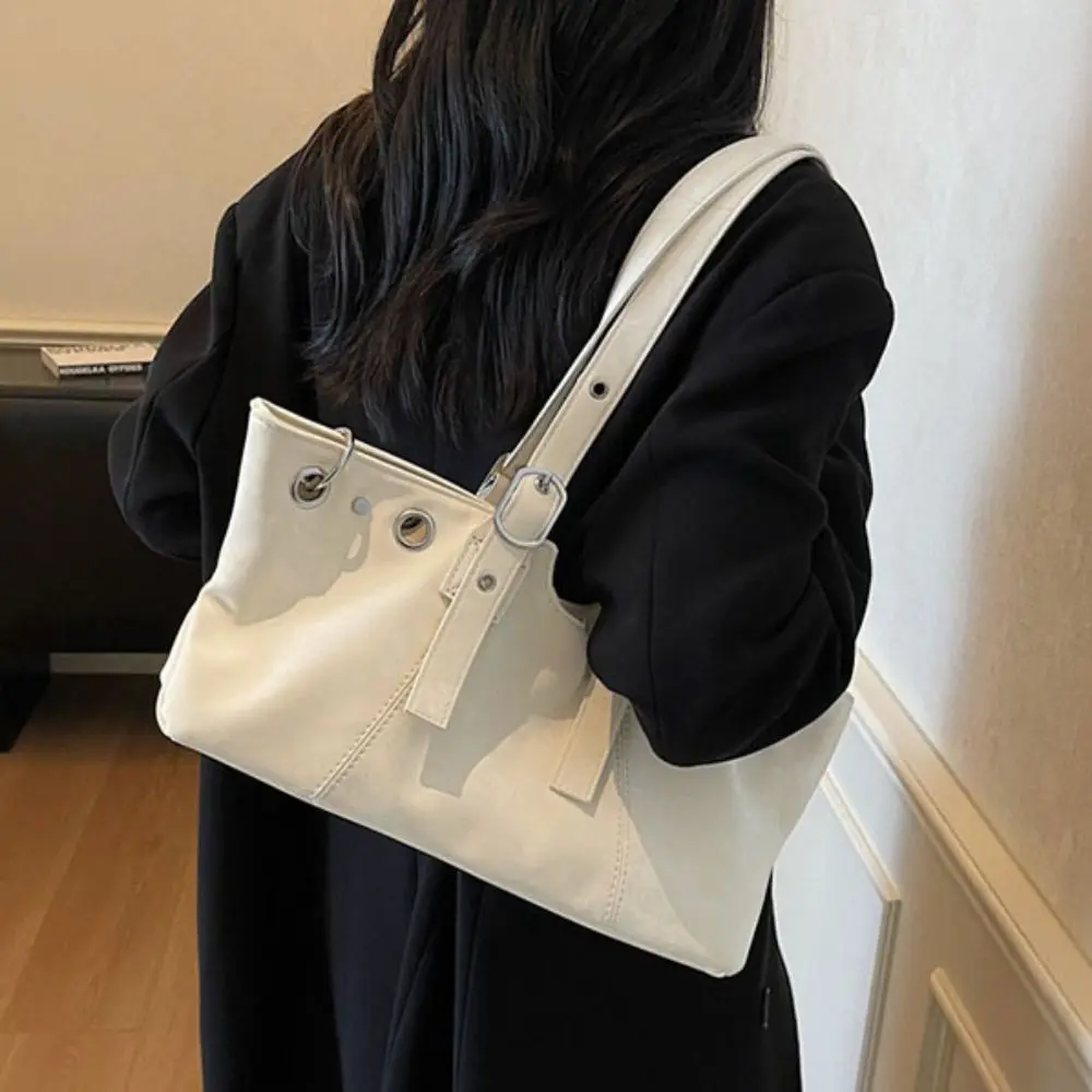 Korean Style Matte PU Tote Bag Tote Bag Solid Color Large Capacity Handbag Bohemian Style Large Capacity Underarm Packs Outdoor