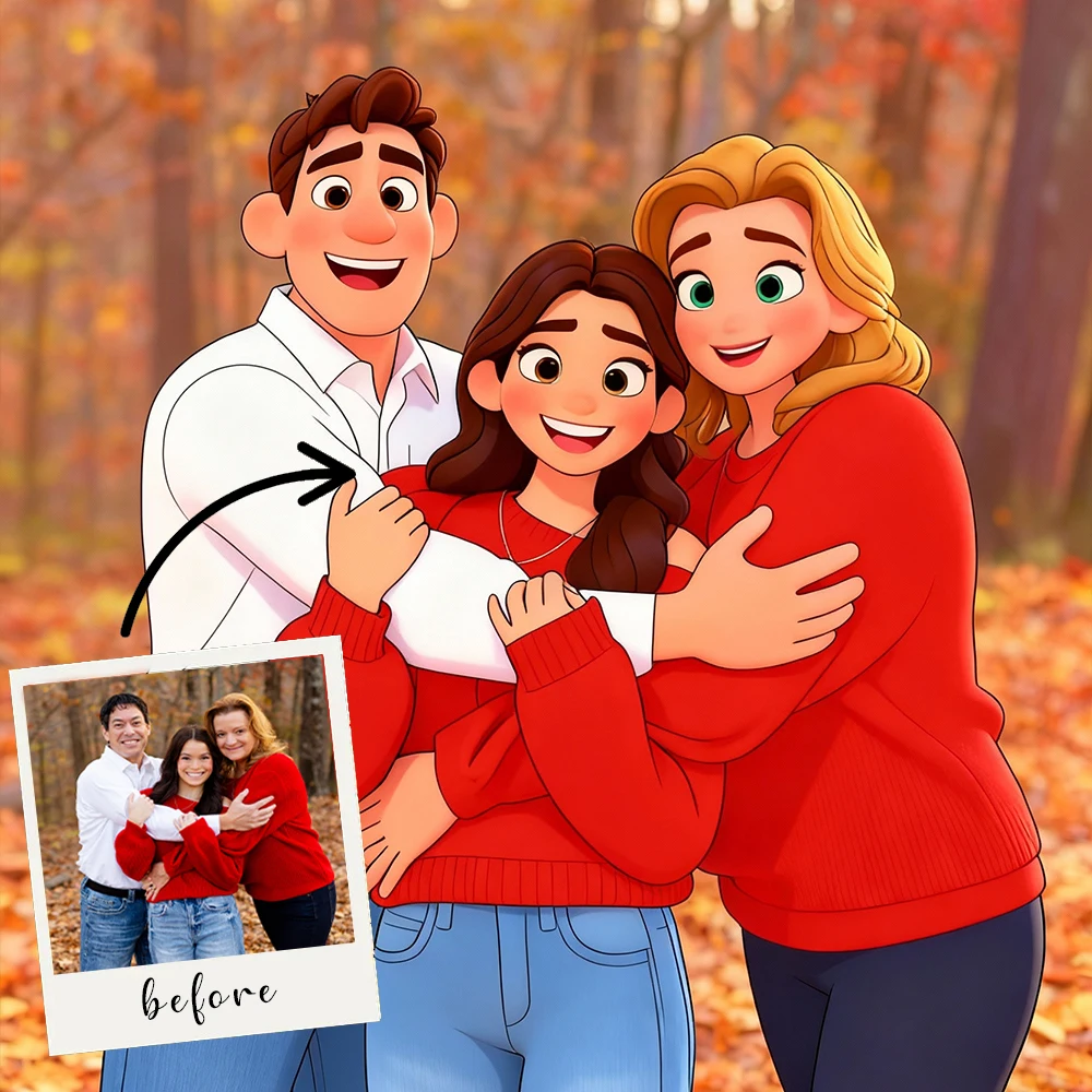 Personalisierte Anpassung Cartoon-Stil Leinwanddruck Poster Porträt Foto Kunstdruck Heimdekoration Geschenk rahmenlos
