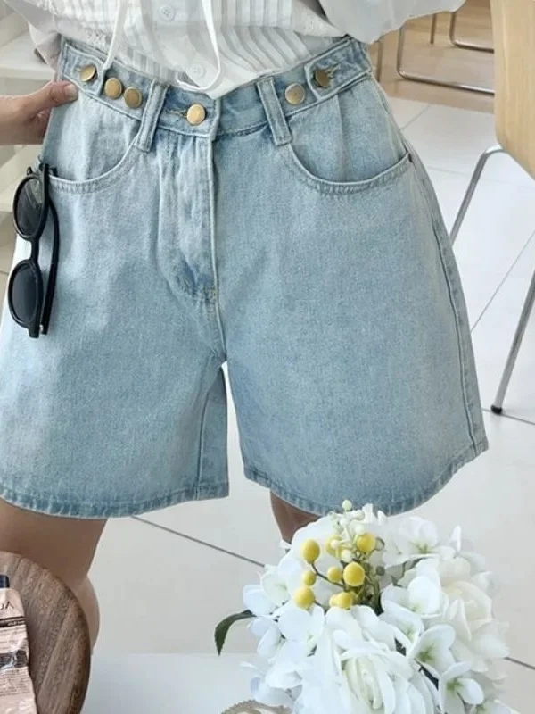 

Джинсовые шорты с высокой талией для женщин, лето 2025, Cleanfit, повседневные брюки, материал ПВХ, другие материалы, 00%