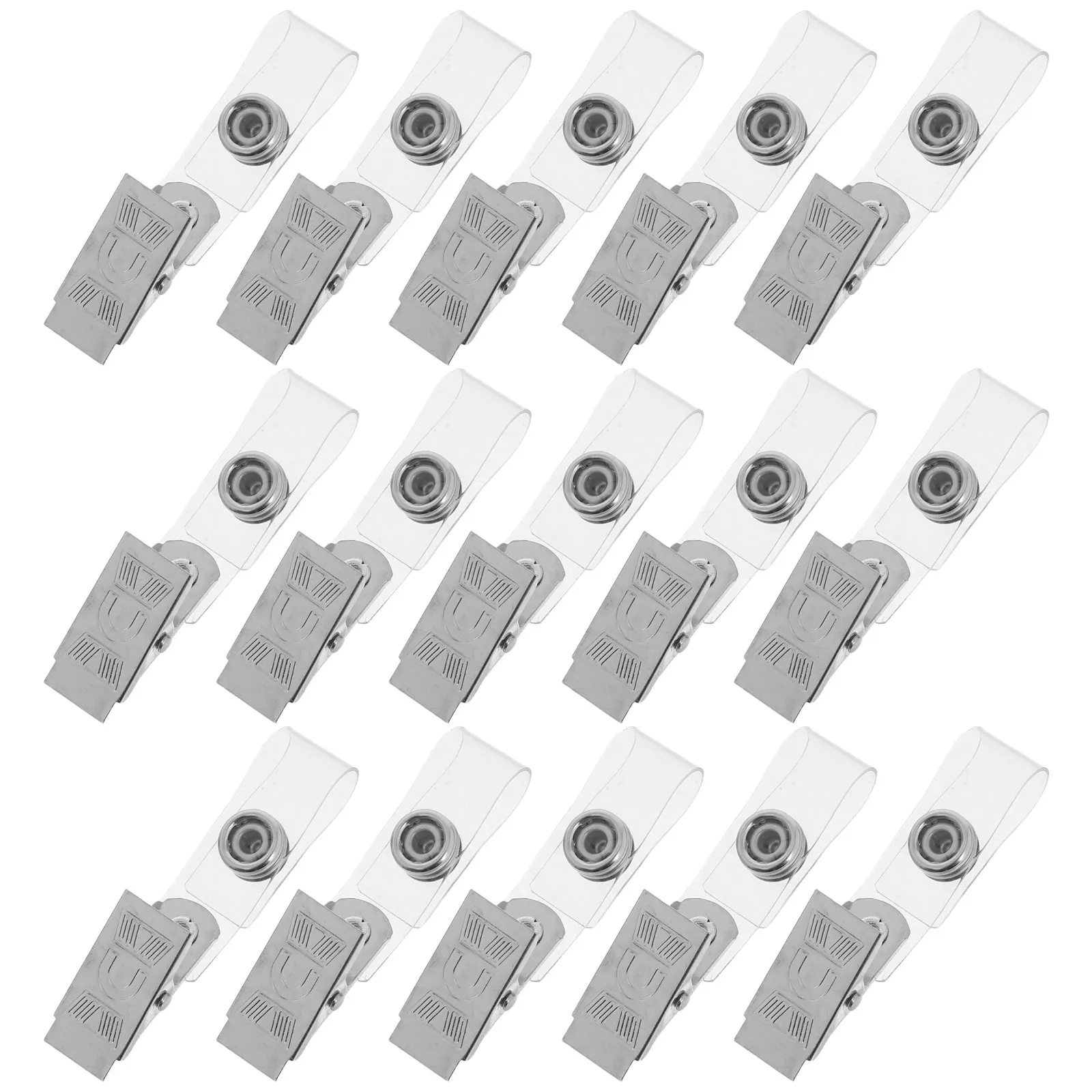 40Pcs Metal Badge Clips Clear PVC Straps Strong Identity Card Clips Work Badge Holder Office Conference Name Card Holder
