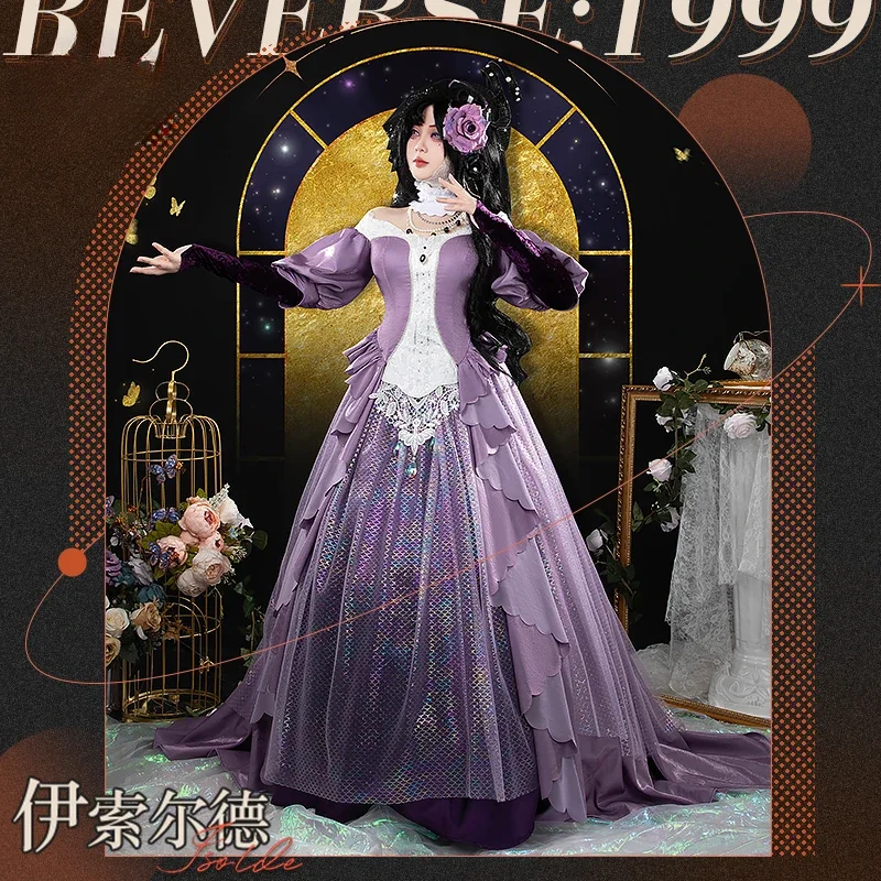 [Customized] Reverse:1999 Isolde Purple Laser Maxi Skirt Cosplay Costume Cos Game Anime Party Uniform Hallowen Anime Clothing