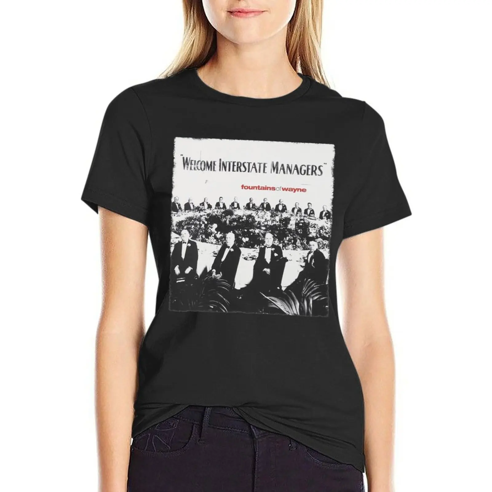 

Fountains Of Wayne Welcome Interstate Managers T-Shirt female blacks customizeds cropped t shirts for Women