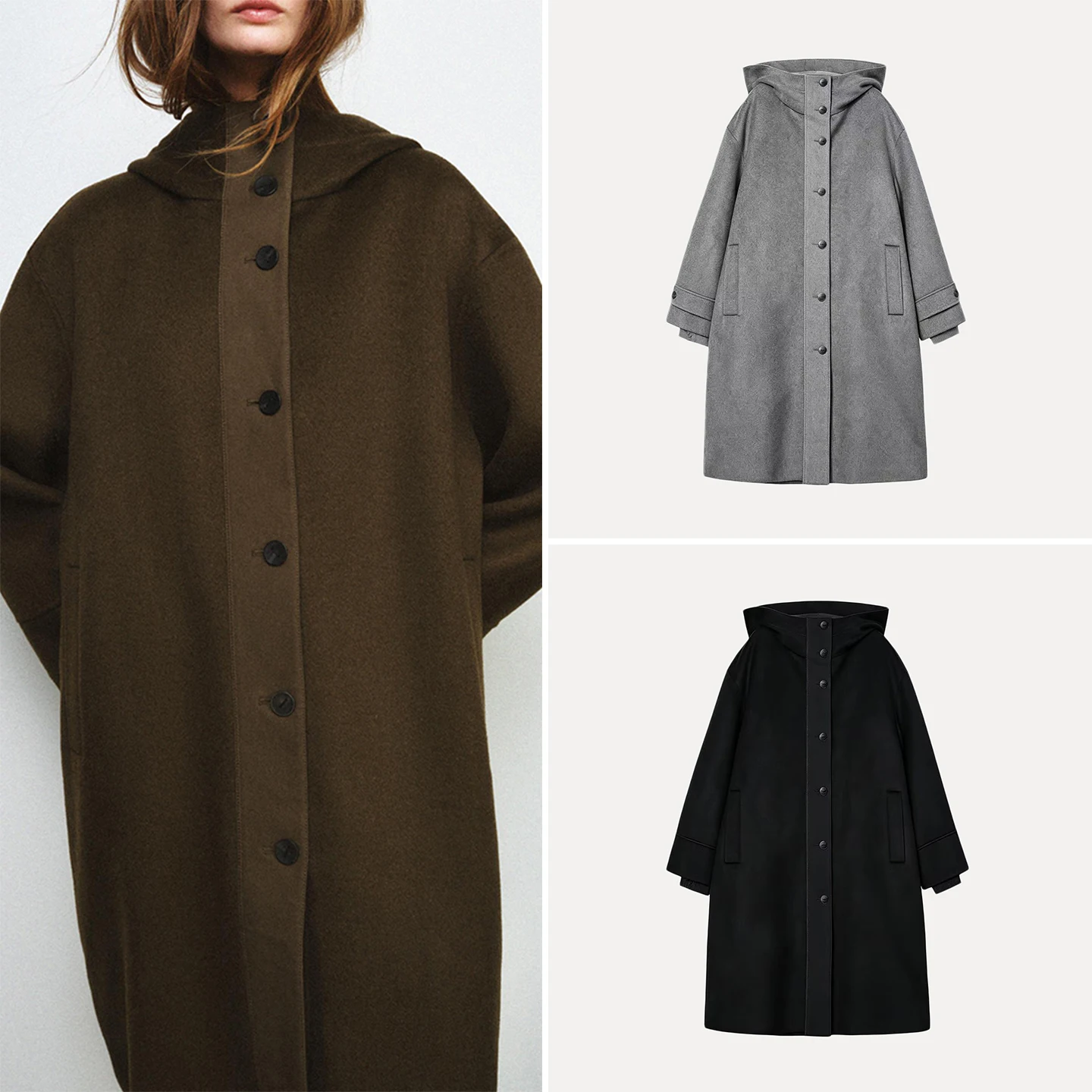Fashionable Patchwork Hooded Parka Coat Women's Mid-Length Windbreaker Spring Summer New Arrival Individual Style Matching