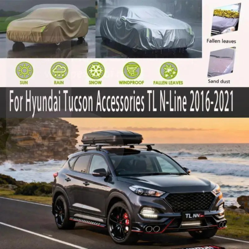 

For Outdoor Protection Snow Cover Sunshade Waterproof Dustproof Full Exterior for 2023 Hyundai Tucson TL N Line Car Covers