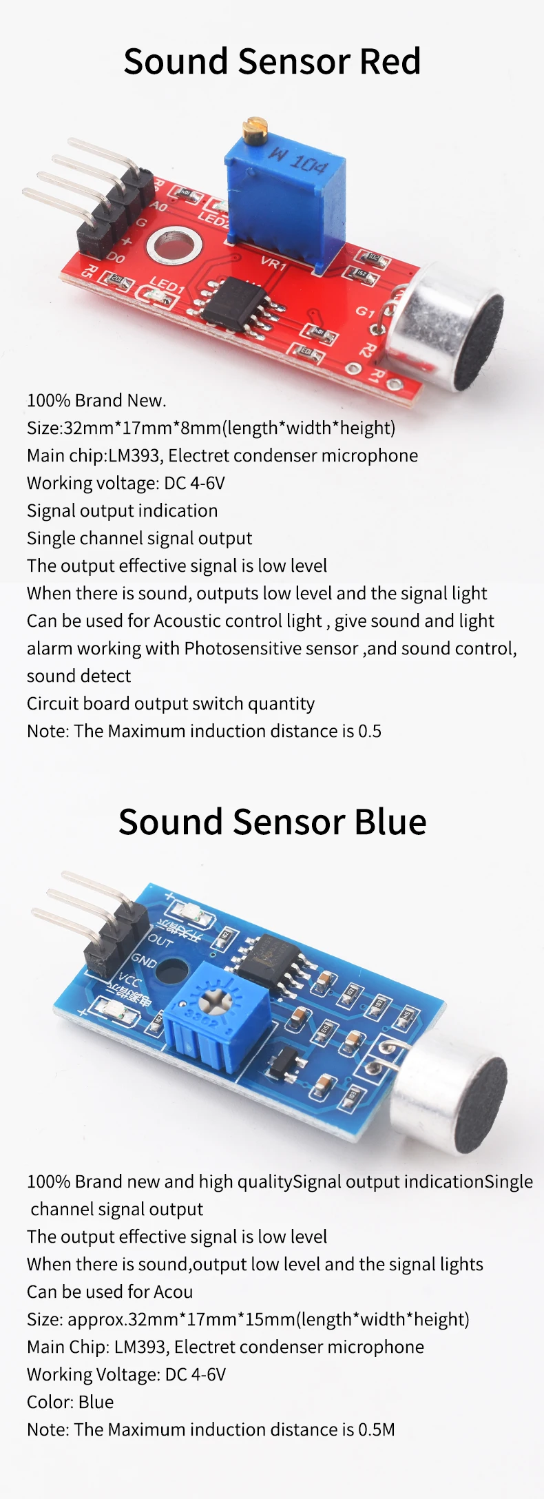 Snvi Schallsensor-Modul, Schallsteuerungssensor MAX4466 MAX9814, Schaltererkennung, Pfeifenschalter, Mikrofonverstärker für Arduino – Detail 1
