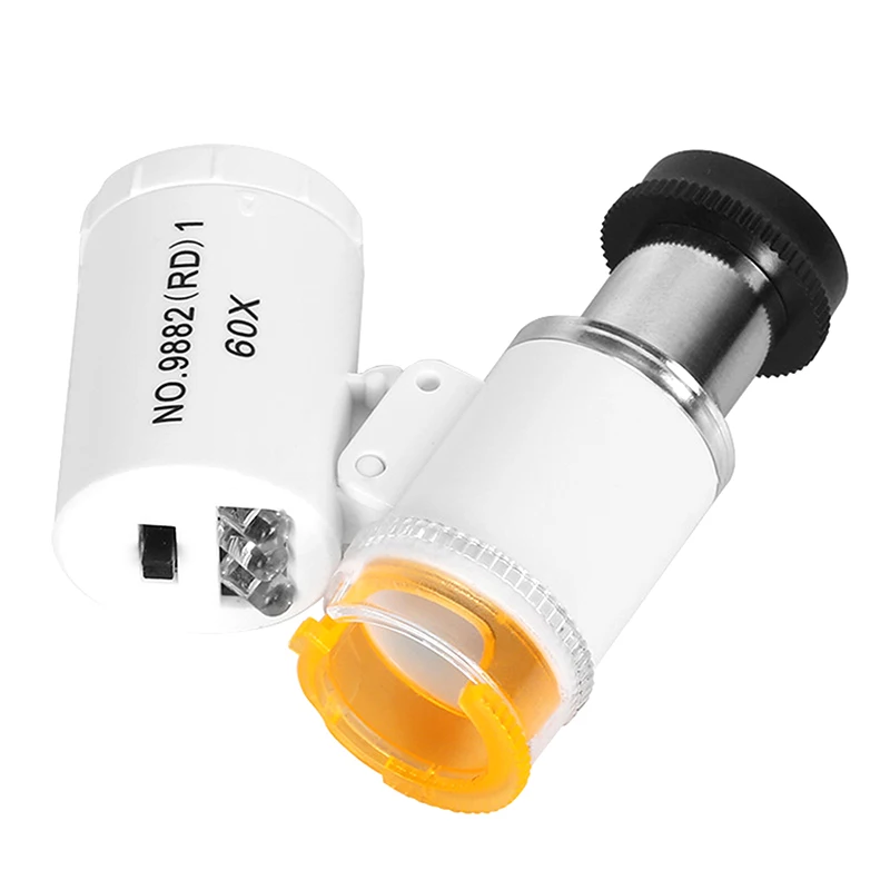 60X Illuminated Microscope Portable Handheld Jeweler Magnifier With LED Light Mini Pocket Magnifying Glass For Home And Office