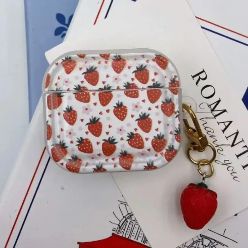 لطيف ليتل الفراولة غطاء لابل AirPods 4 حقيبة سماعة الاذن ل Airpods Pro 2 3 2 1 واقية سماعة غطاء مع المفاتيح #3