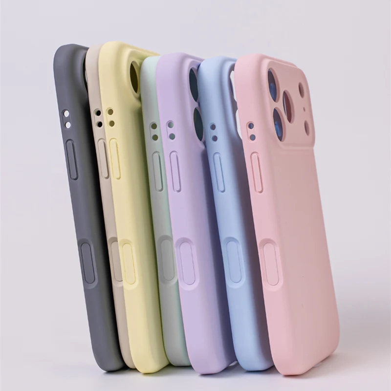 아이폰 17 17Pro Max 16 Pro 15용 오리지널 카메라 버튼 보호 케이스 INS 무광 단색 액상 실리콘 스킨 느낌 커버