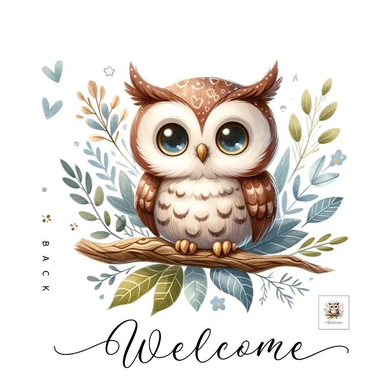 Cartoon Cute Owl and Welcome Back Animal Door Stickers Create A Warm Feeling for Bedroom Living Room Decoration Wall Decals S870