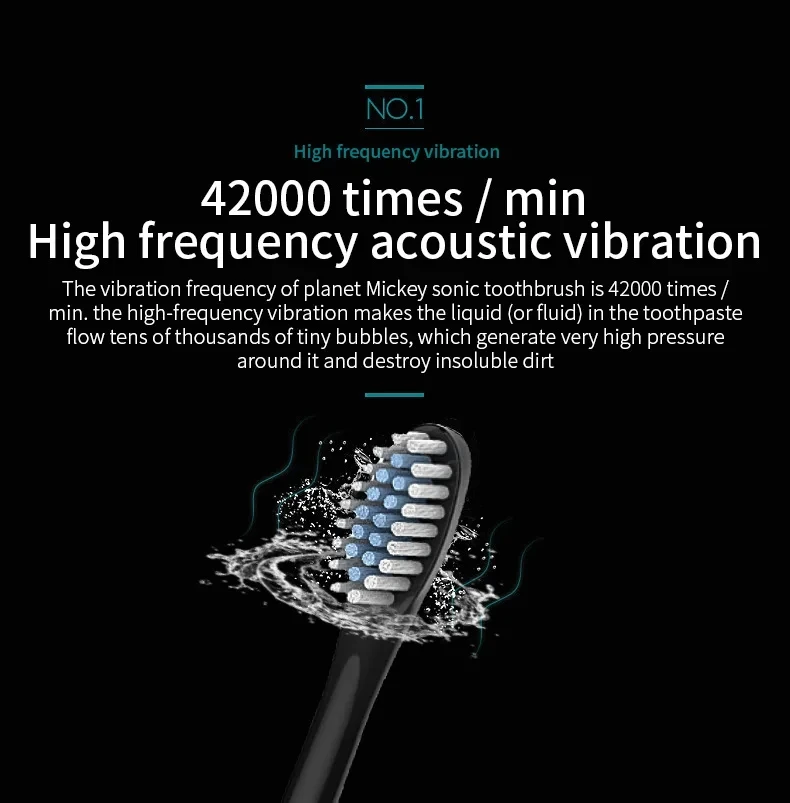 X-3Upgraded Fully Automatic Sonic Electric Toothbrush With IPX7 Waterproof  6-speed Regulation USB Charging and 3 Brush Heads