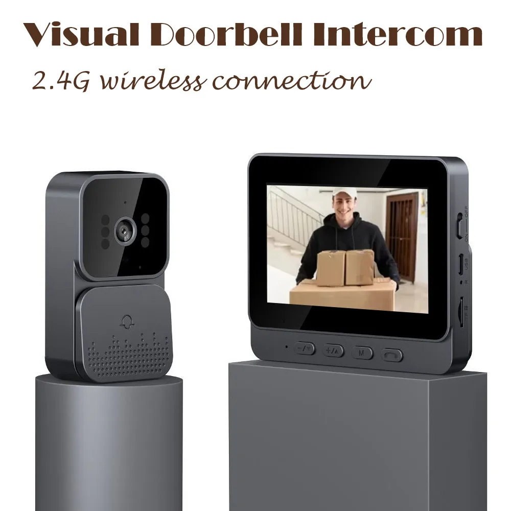Draadloze deurbel intercom HD Nachtzicht 4,3 inch lPs-scherm Waterdichte visuele deurbelcamera smart Home security Video per bel