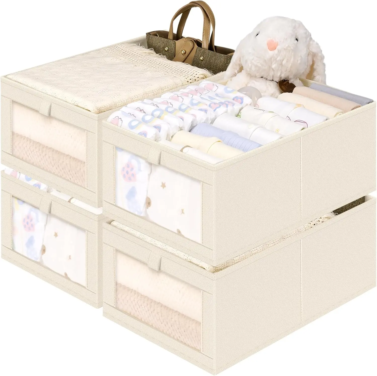 

Closet Organizers and Storage, Linen Closet Baskets for Organization, Foldable Closet Organizer for Clothing, Toys, Books.