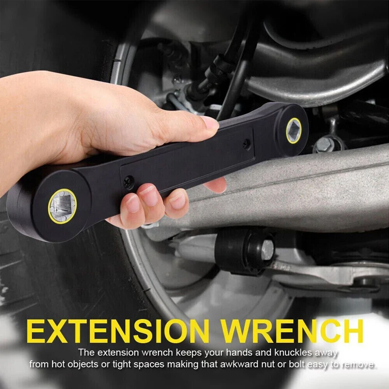 Universal Extension Wrench Set Adjustable Spanner with 3/8\'\' & 1/4\'\' Adapter Automotive Repair Hand Tools Ratchet Wrench Durable