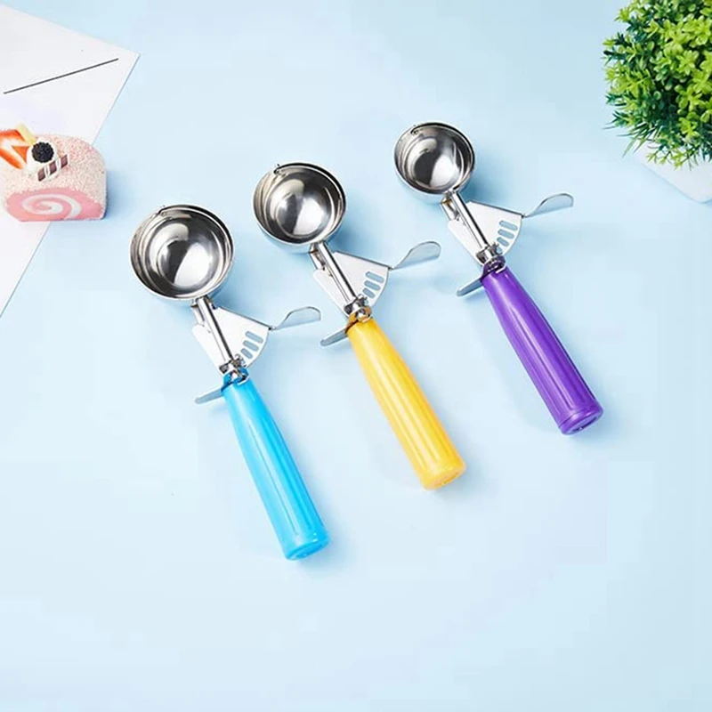 1 Set Divided Scoops 3-Piece Cookie Spoon Ice Cream Scoop Cutlery Scoop Cupcake Scoop