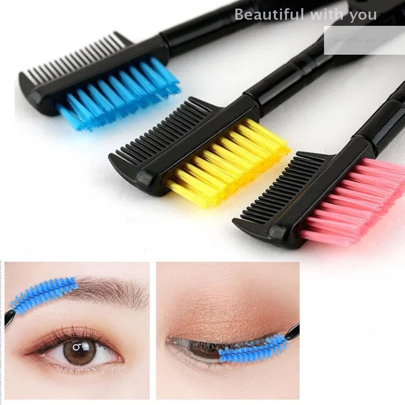 1 Uds herramienta de maquillaje de ojos profesional accesorios cosméticos peine de cejas plegable de doble cabeza peine cepillo de cejas multiusos