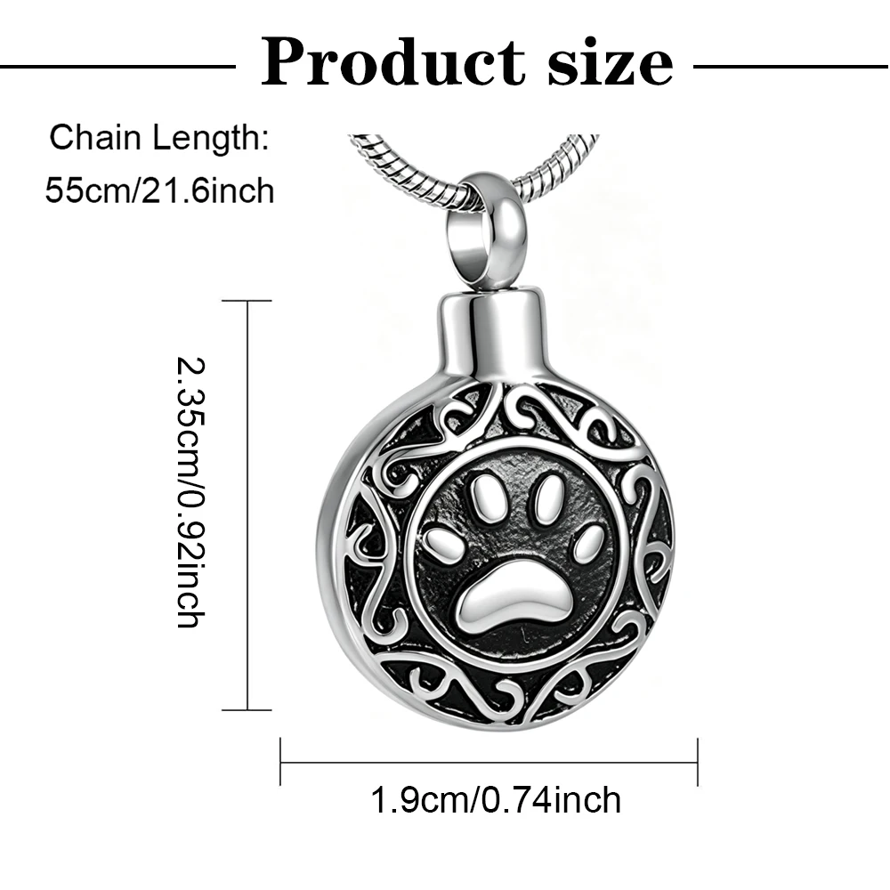 Pet Urn Necklace for Dog Cat Ashes Silver Paw Print Cremation Keepsake Pendant Celtic Knot Memorial Jewelry Gifts for Women Men