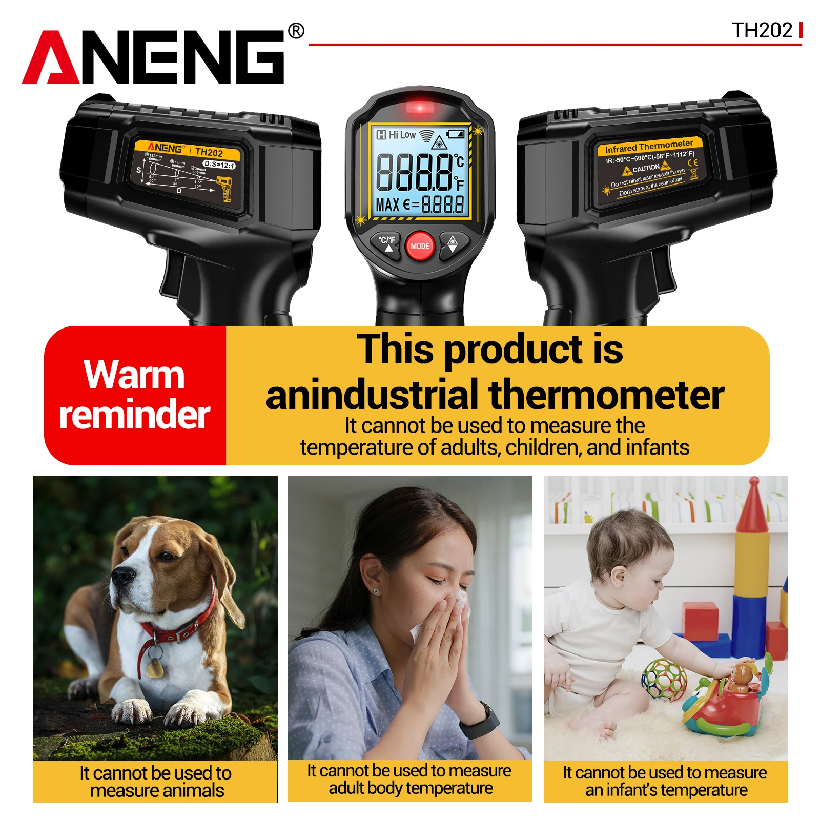 ANENG TH202 laser thermometer - đánh giá và giá Industrial Laser Pen