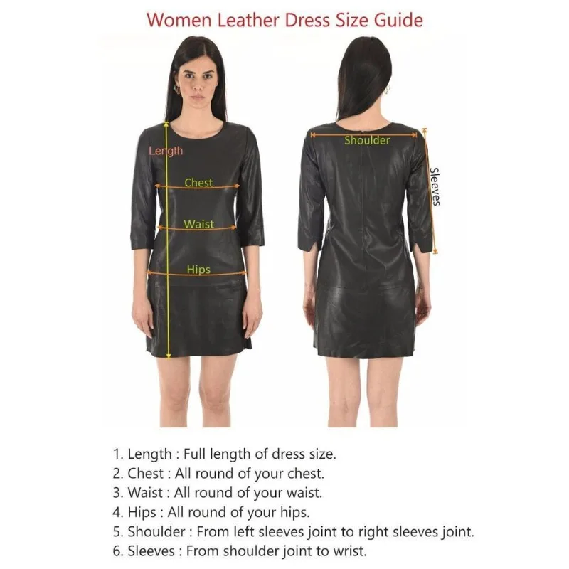 Black New Dress Genuine Lambskin Casual Formal Handmade Leather Women Stylish