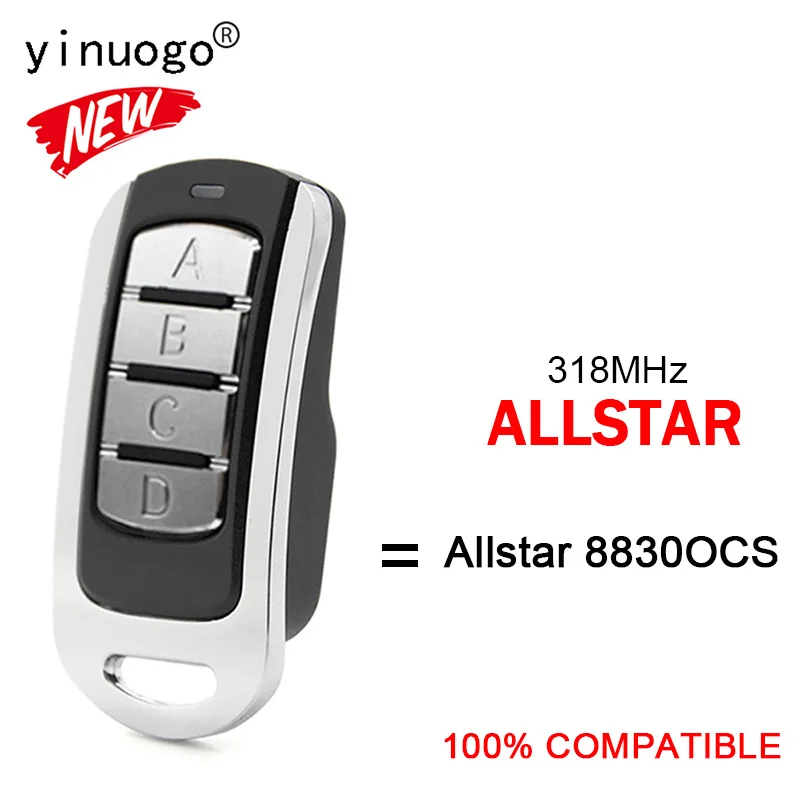 ALLSTAR Allstar 8830OCS Garage Door Remote Control 318MHz Clone Garage Door Opener Duplication 4 Buttons ALLSTAR Remote Control