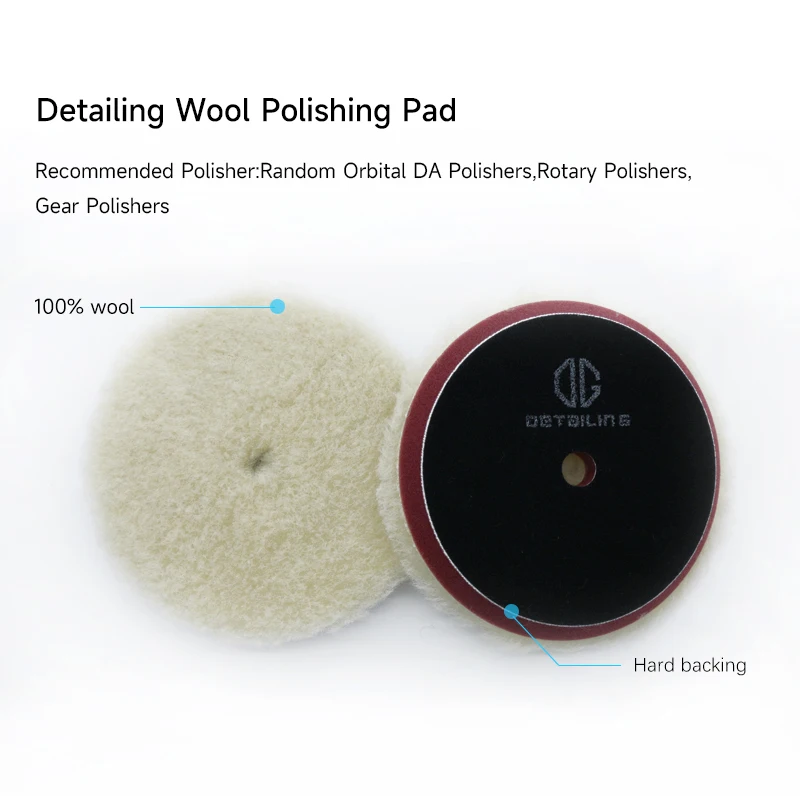 DETAILING Heavy Cut 3/5/6 Inch 100% Wool Buffing Pad For Car Polishing Suitable for RO, DA, GA Polisher