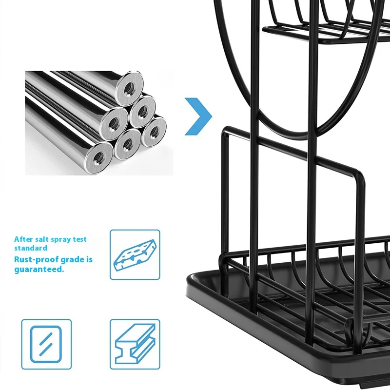 Imagem -02 - Cozinha Bancada Tigela Rack Dreno Rack com Porta-copos Tigela Doméstica e Pauzinhos de Armazenamento Acima da Grande Capacidade Pia