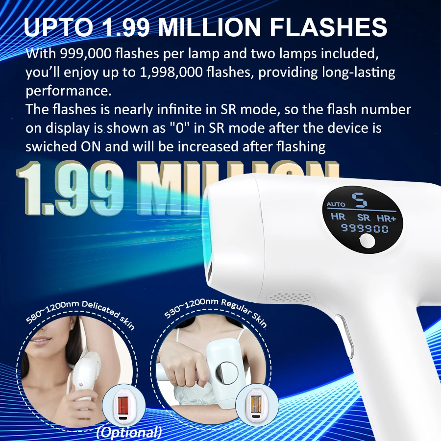 إزالة الشعر بالليزر فائق السرعة من Lescolton للنساء 22J عالية الطاقة نافذة كبيرة قابلة للاستبدال مصباح IPL لنزع الشعر للسيدات