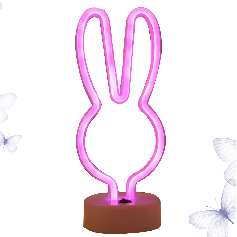 

Rabbit Neon Night Light LED Rabbit Lamp Decorative Lamp Desktop Powered USB Port for Home Decoration Party Bar Festival