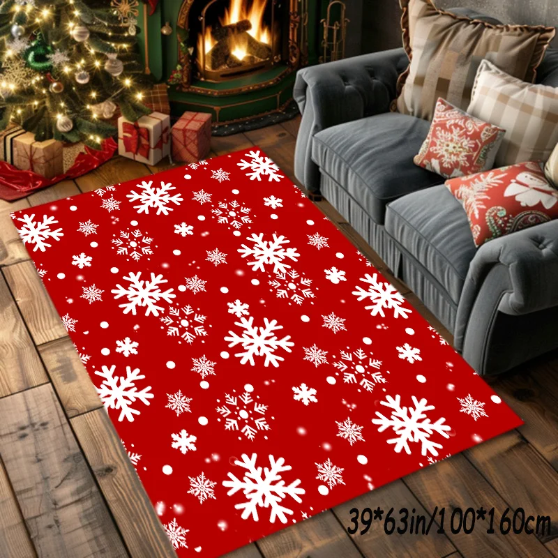 [Christmas Snowflake Mat] Christmas Snowflake Mat - 1pc Heavy-Duty Polyester Non-Slip Dot Backing, Machine Washable Large