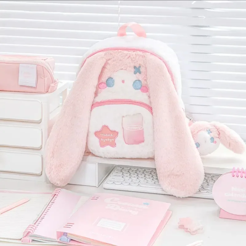 MBTI Cute Bunny Backpacks for Women Japanese Style Fashion Plush Cartoon Sweet Backpack Kawaii Casual Female New Aesthetic Bags