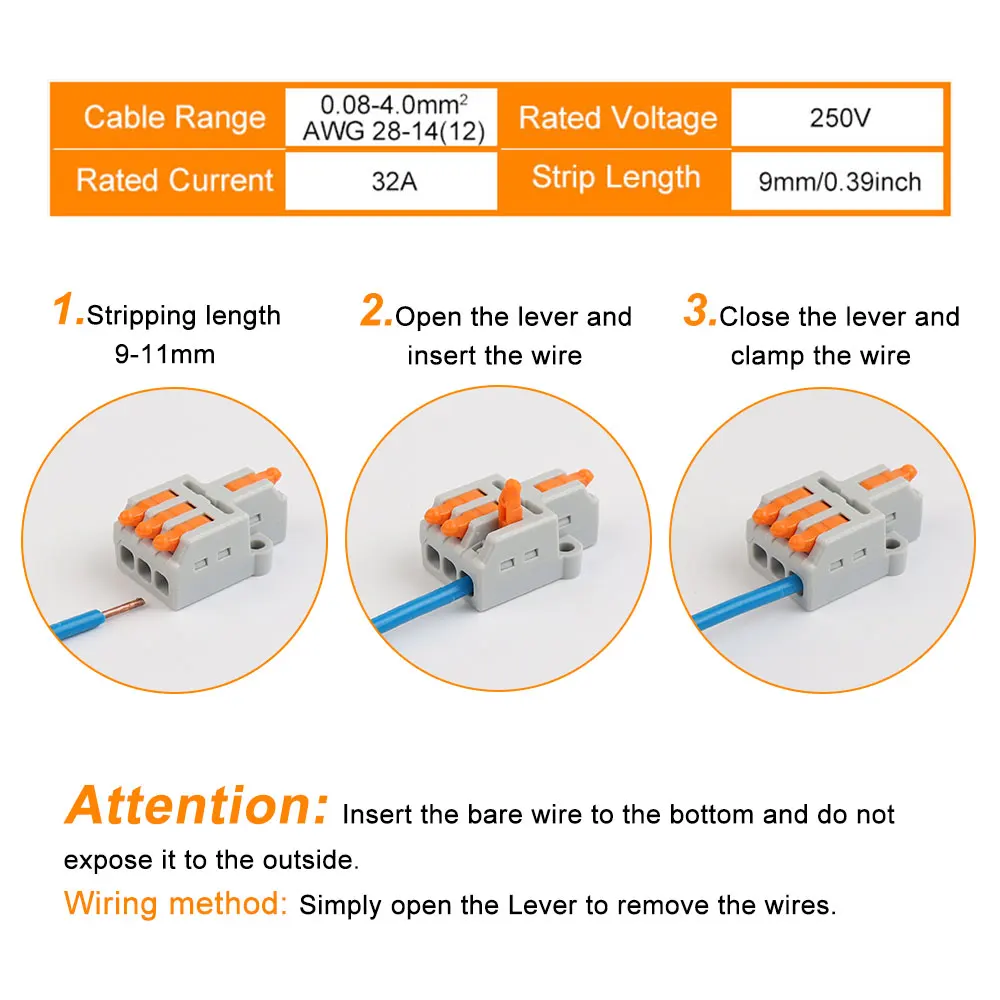 10PCS Quick Cable Wire Connectors 1 In Multiple Out Universal Compact Splitter Push-in Lever Terminal Block Home Junction Box