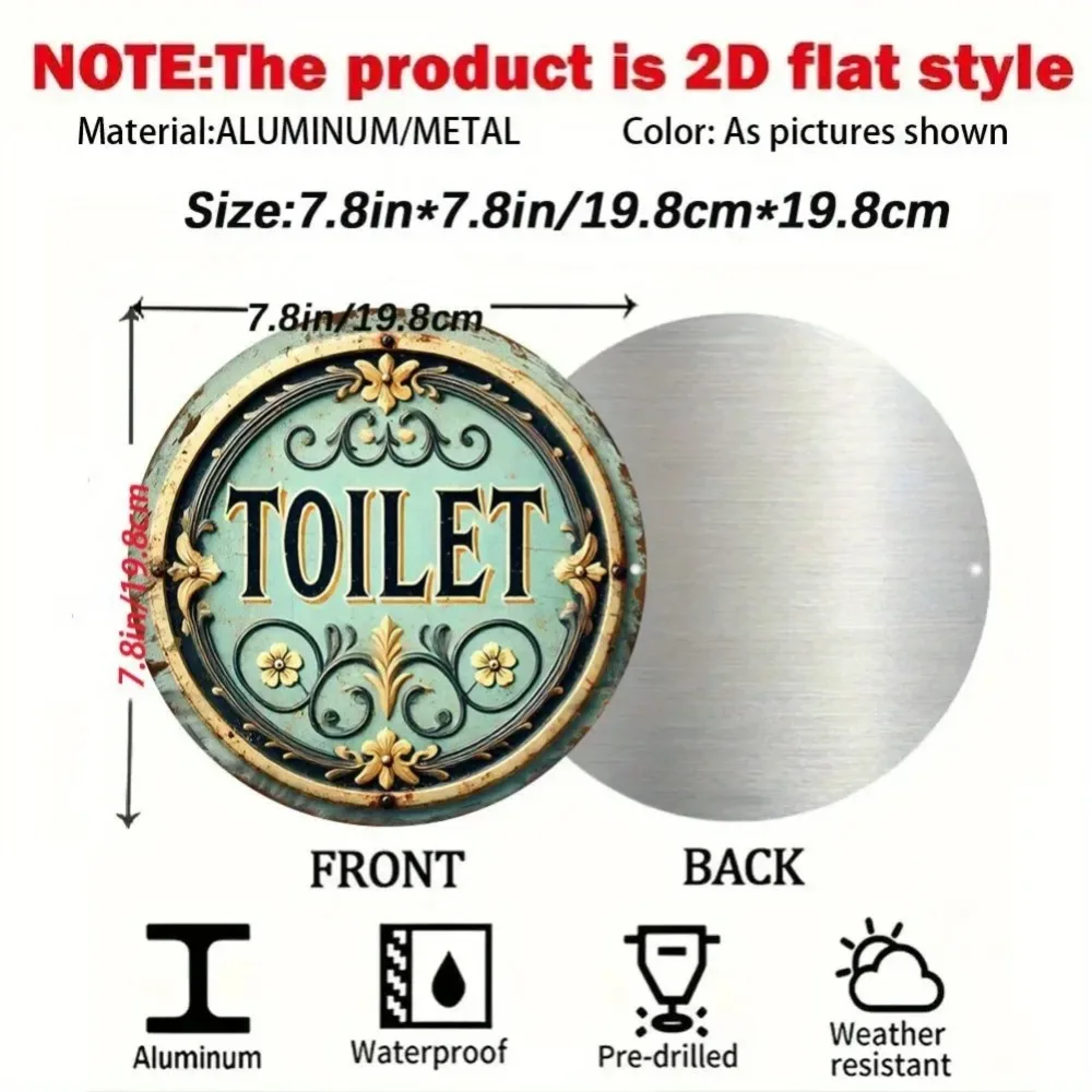 لافتة بار المرحاض الرجعية ثنائية الأبعاد - لهجات ذهبية خلفية زرقاء وخضراء، مثالية لكهوف المطاعم الرجالية