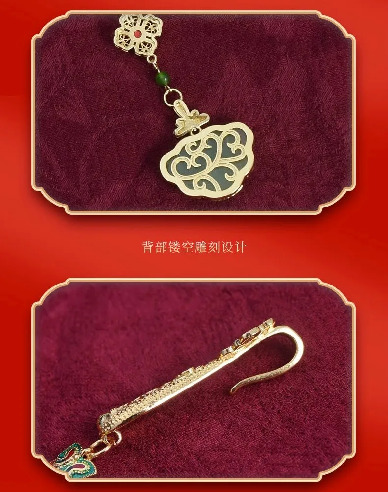 الرجعية الصينية ضغط الرياح التلبيب شيونغسام قطري التلبيب قلادة شرابة قصر نمط بروش قلادة #5