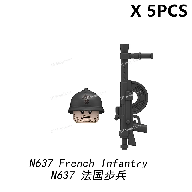 N637-640 soldats infanterie figurines blocs de construction pistolet accessoires armes régiment dragon bricolage jouets pour enfants cadeaux