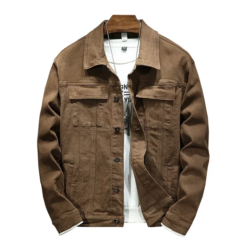 

Denim Jackets Men Fashion Cotton Stretch Slim Denim Jacket Coats Fashion Turn Down Collar Casual Vintage Clothes for Men