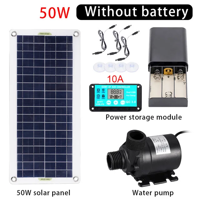 50W Solar Power Water Pump Set Low-noise DC Brushless Motor Submersible Water Pump Fish Pond Garden Fountain Aquarium Accessory view 3