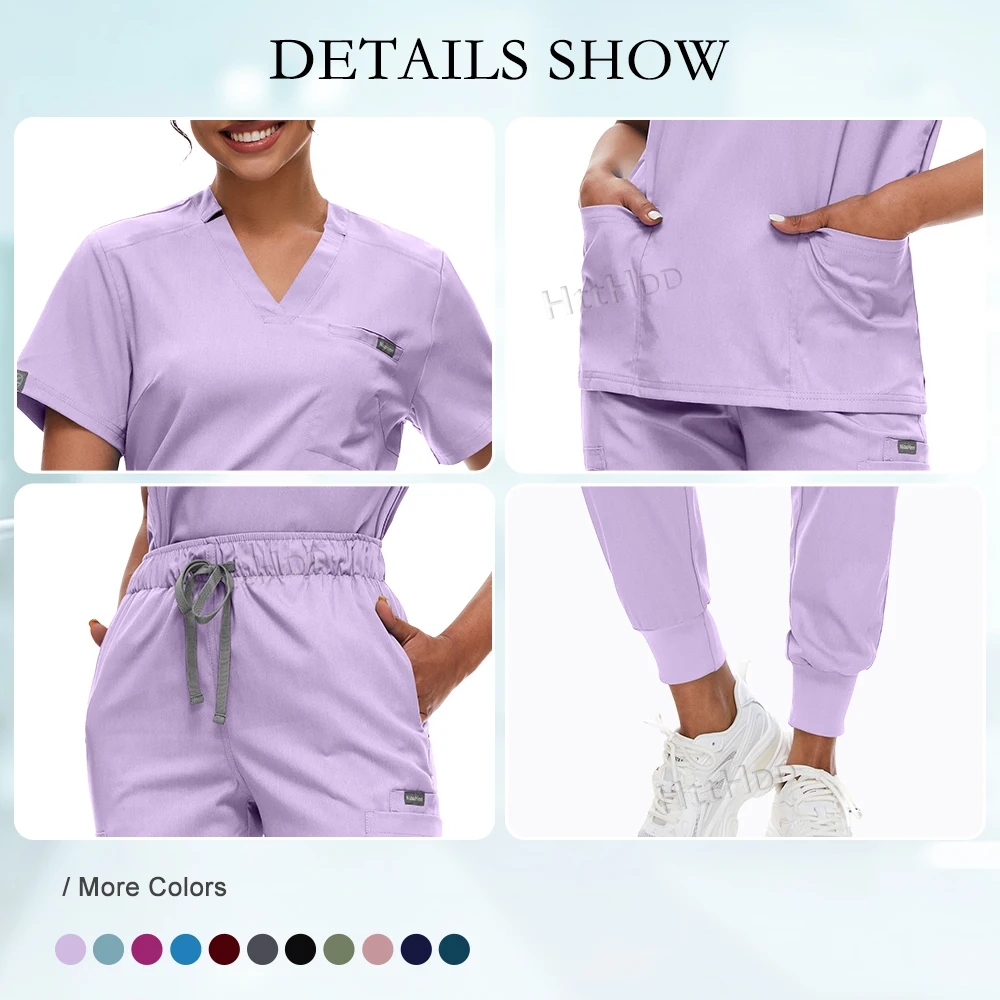 Scrub con scollo a v uniforme da medico per le donne abbigliamento da lavoro morbido infermieristico medico Unisex bellezza dentale negozio di animali farmacia abbigliamento da lavoro Top + pantaloni