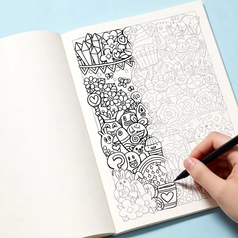 A Coloring Book To Relieve Anxiety and Calm, With 24 Patterns, Such As Cat/Mecha/Succulent Plant Fine Line Draft Coloring Book