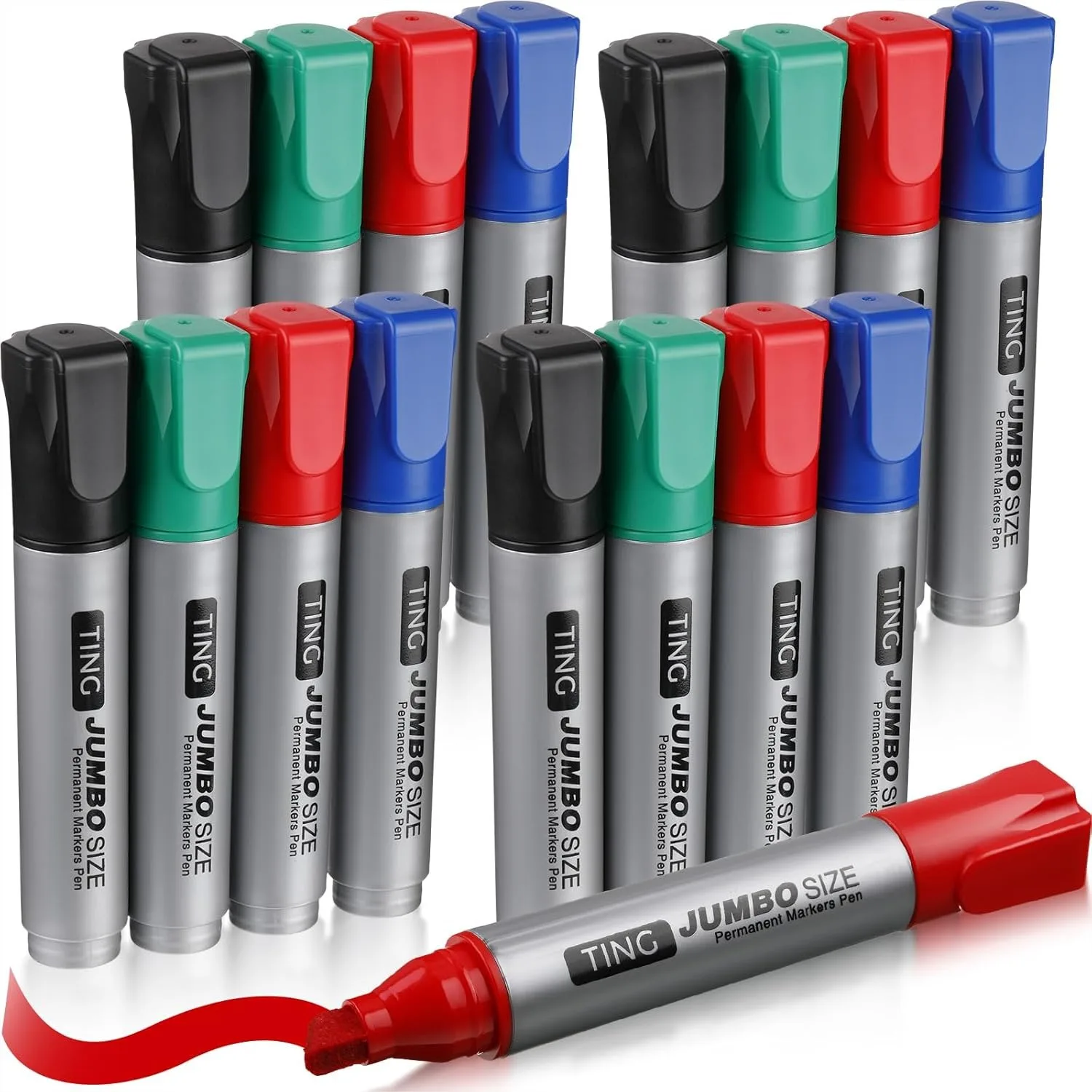 

16 Pcs Jumbo Permanent Markers 12mm Wide Chisel Tip Bulk Set For Posters And Signs Multicolor