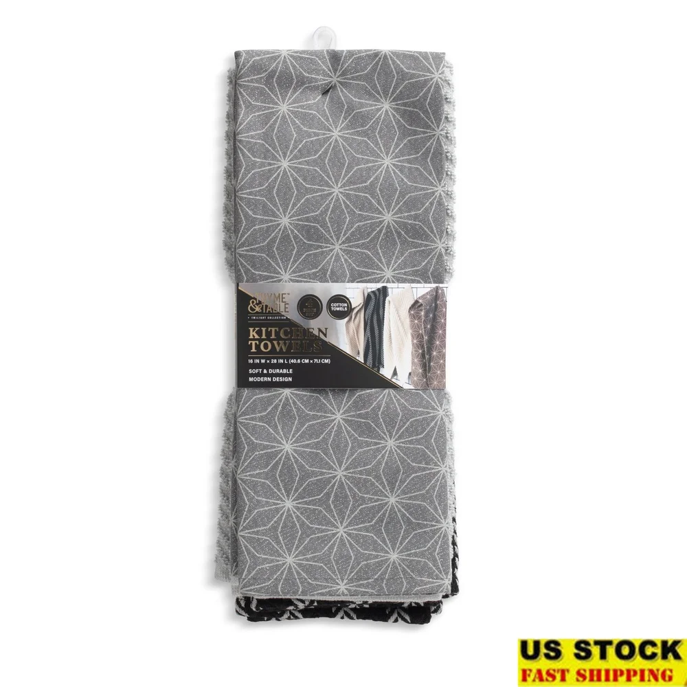 

High-Quality Kitchen Towels Ultra-Absorbent Durable 4 Pack Set Stylish Design Machine Washable Stain Resistant 16x28 Inches